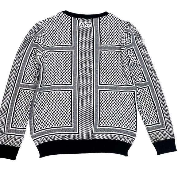 Anz Retoro Monochrome Crew Neck Sweater In Black with White Size S NWOT - Picture 9 of 11